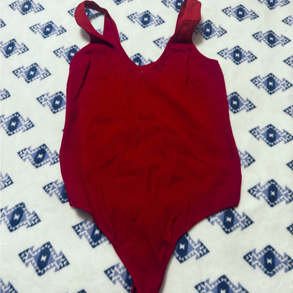 Colsie Vibrant Red Ribbed Bodysuit